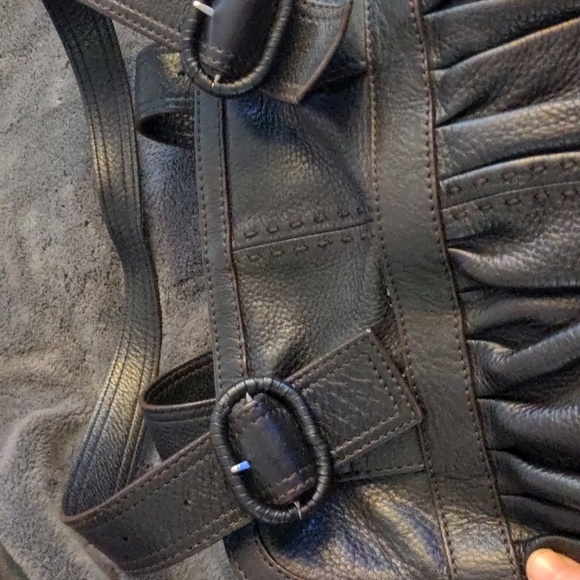 Vintage 2010s Cole Haan Black Pebbled Leather Shoulder Bag - Picture 2 of 5